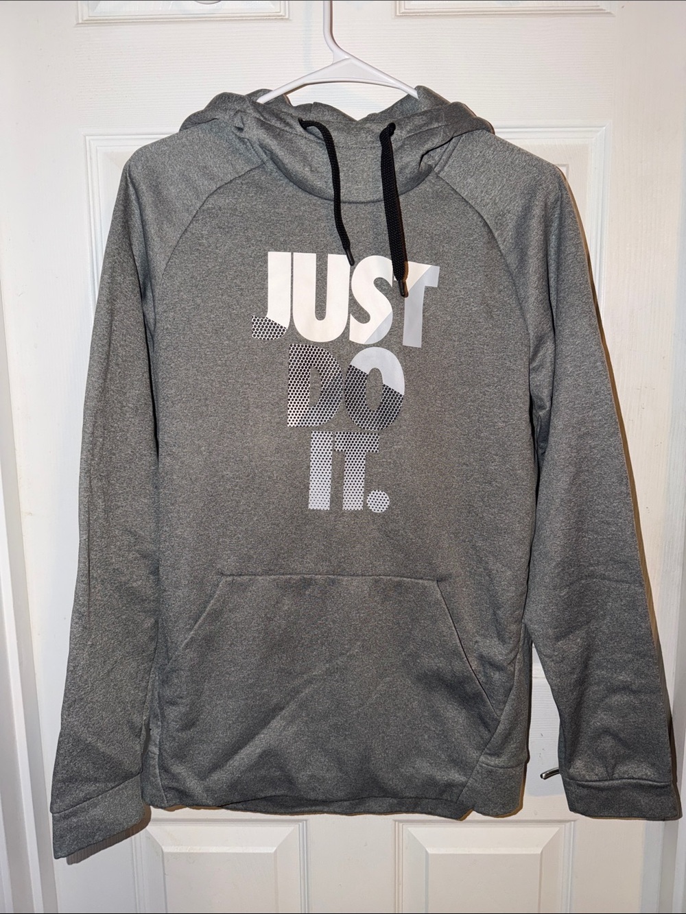 Nike Gray Hoodie with White "JUST DO IT." Graphic